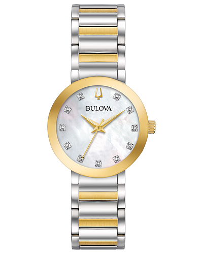 Bulova Mother of Pearl Crystal Dial Two-tone Ladies Watch 98P180