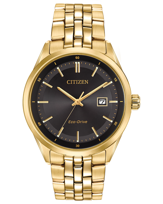 Citizen Men's Corso Eco-Drive Gold-Tone Black Dial Watch BM7252-51E
