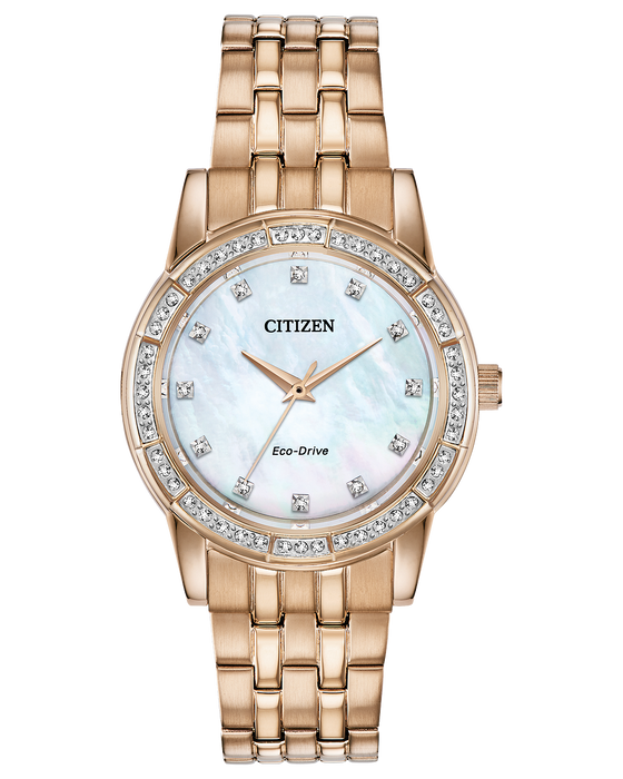 Citizen Silhouette Crystal White Mother of Pearl Dial Ladies Watch EM0773-54D
