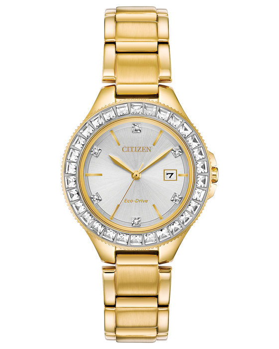 Citizen Silhouette Crystal Accent Gold-Tone Watch with Silver-Tone Dial