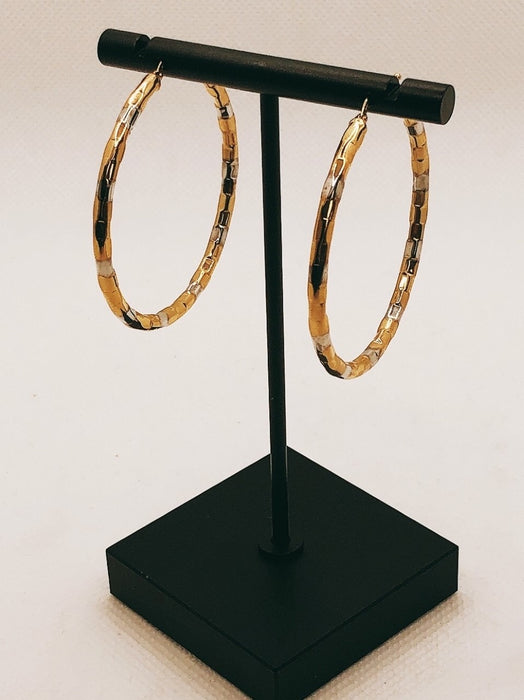 10K Yellow & White Gold Hoop Earrings