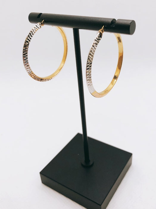 10K Yellow, White and Rose Tone Gold Hoop Earrings