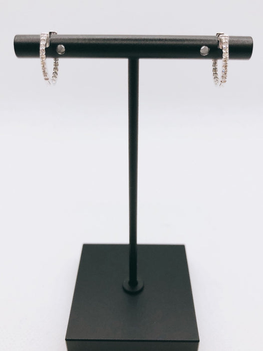14K White Gold Diamond Hoop Earrings
