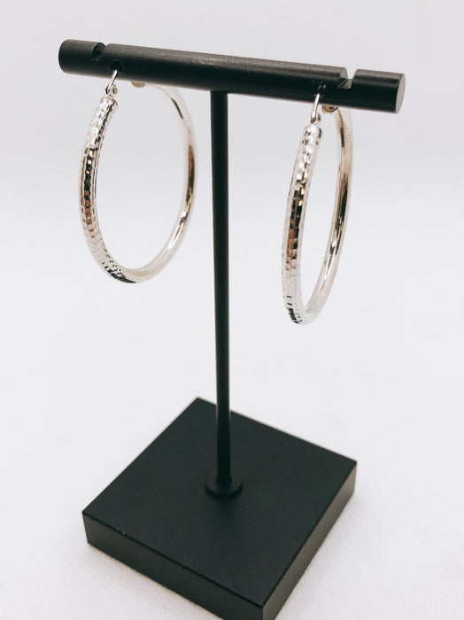 10K White Gold Hoop Earrings