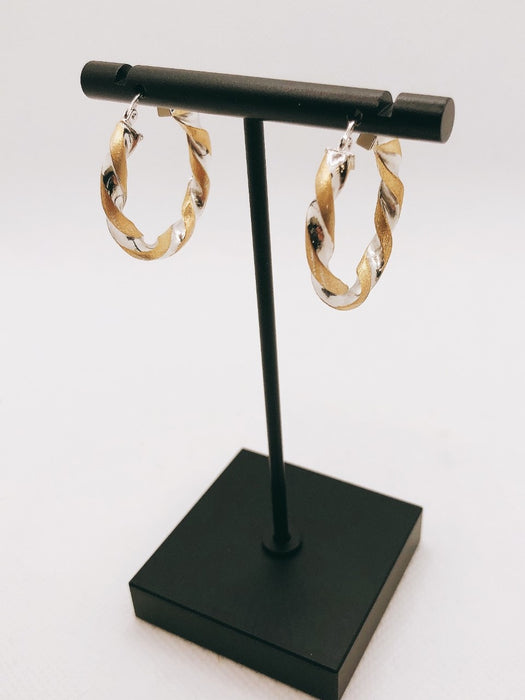 14K Yellow And White Gold Hoop Earrings
