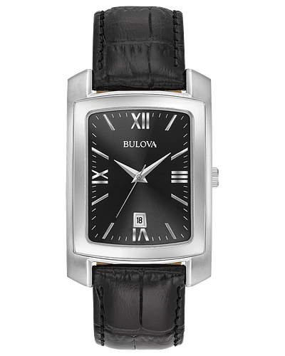 Bulova Classic Men s Black Dial Rectangular Watch 96B269