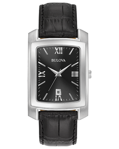Bulova Classic Men's Black Dial Rectangular Watch 96B269