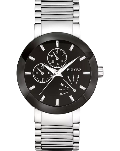Bulova Bracelet Quartz Black Enamel Dial Men's Watch 96C105 – On Time ...