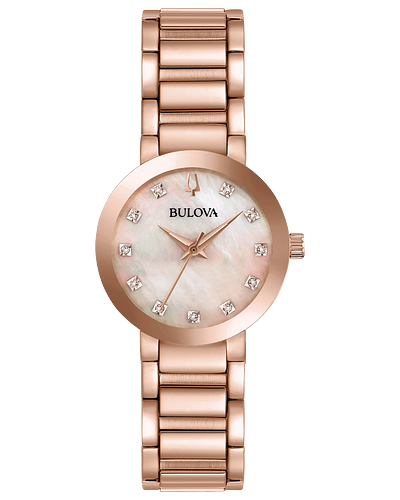 Bulova Modern Quartz Diamond Mother of Pearl Dial Ladies Watch 97P132
