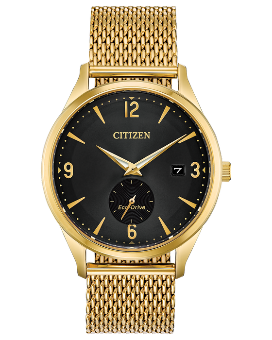Citizen BTW Black Dial Yellow Gold-tone Men's Watch BV1112-56E