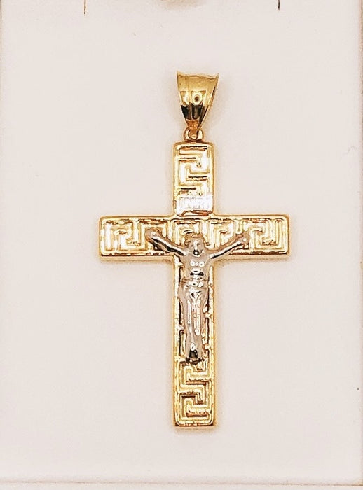 10K Yellow & White Gold Two Tone Cross Pendant