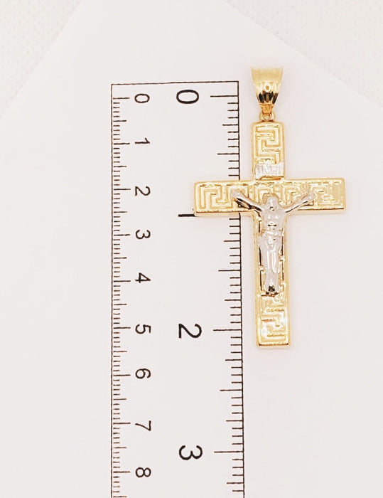 10K Yellow & White Gold Two Tone Cross Pendant
