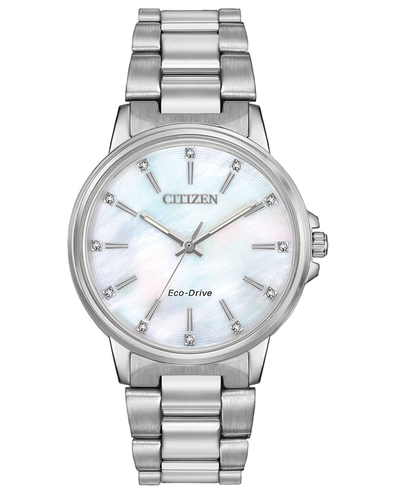 Citizen Chandler Eco-Drive Diamond White Mother of Pearl Dial Ladies Watch FE7030-57D