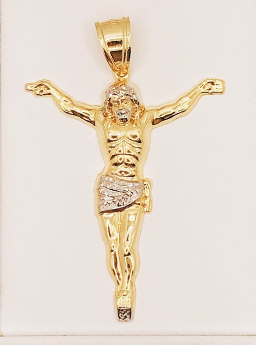 10K Yellow Gold Two Tone Jesus Pendant