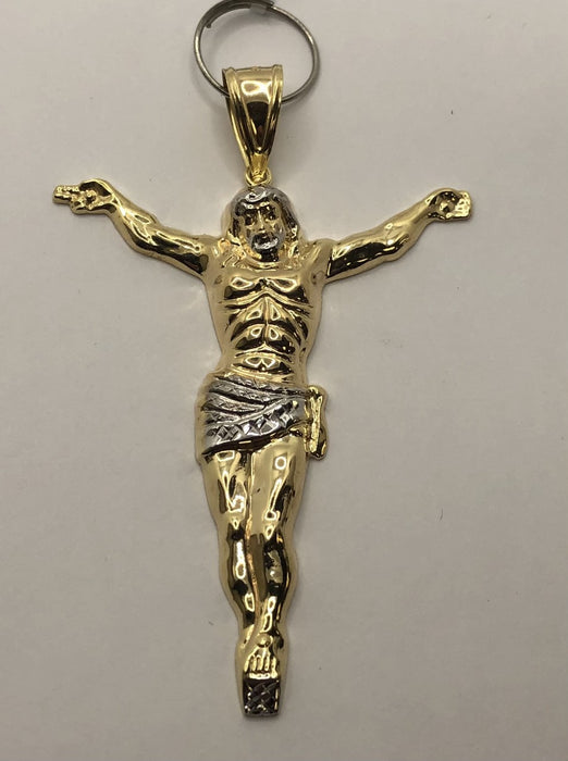 10K Yellow and White Gold Jesus Pendant