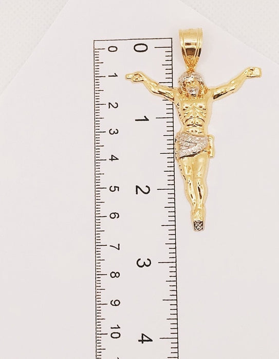 10K Yellow Gold Two Tone Jesus Pendant