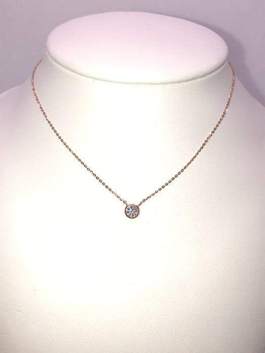 14K Rose Gold Diamond Pendant Necklace