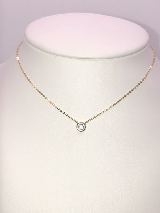 14K Yellow Gold Diamond Pendant Necklace
