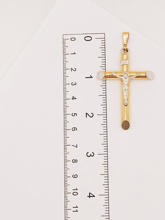 10K Yellow & White Gold Cross Pendant
