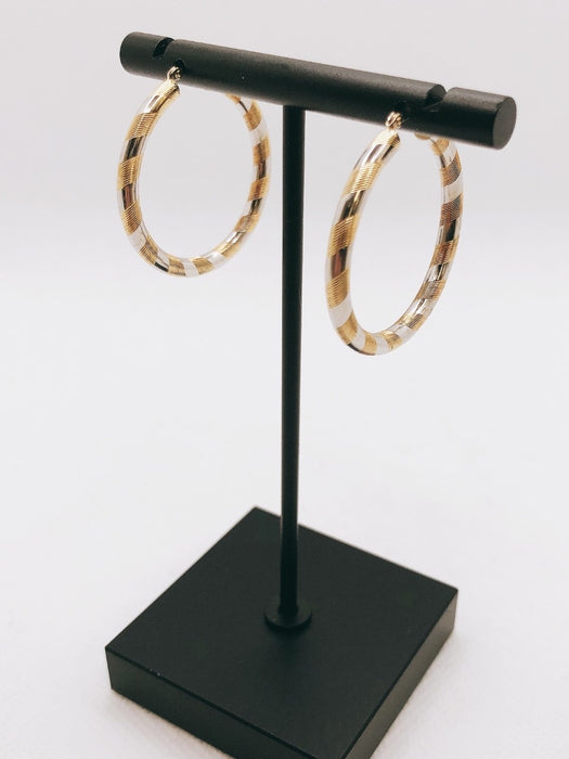 14K Yellow & White Gold Hoop Earrings