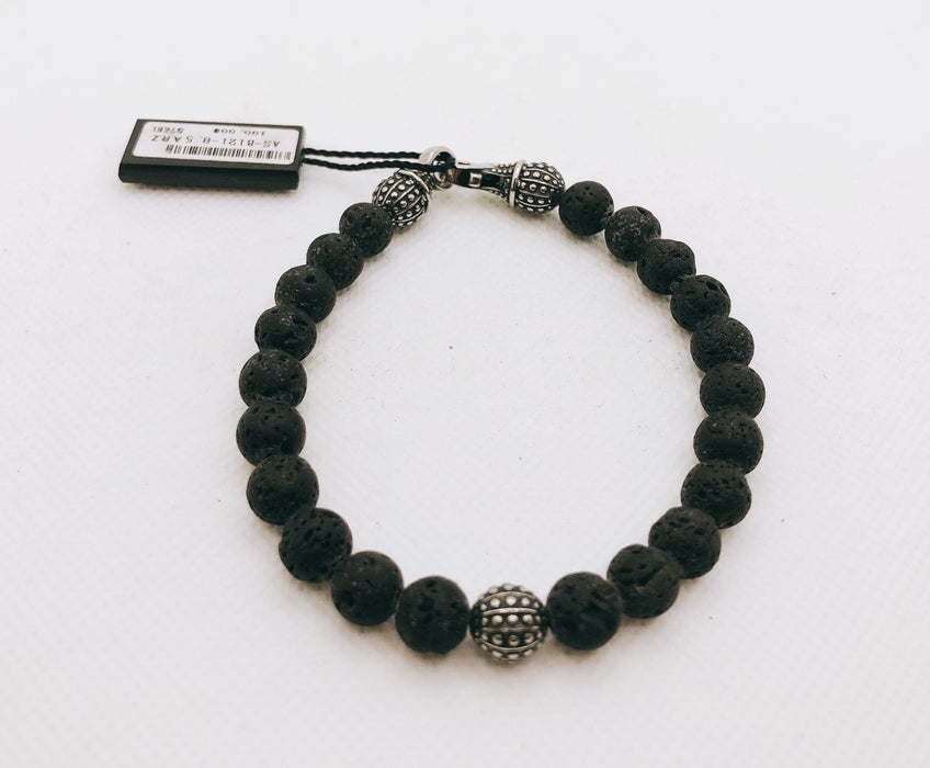 ARZ Steel Stainless Steel Black Bead Bracelet