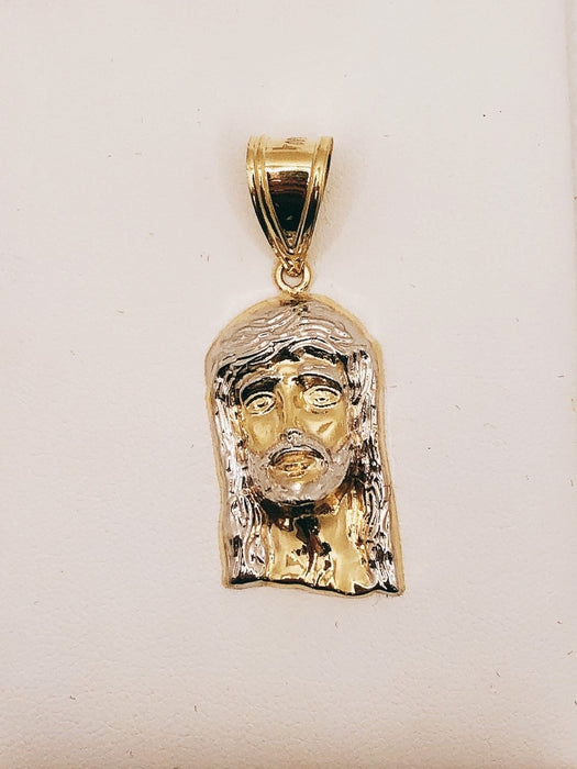 10K Yellow And White Gold Jesus Pendant