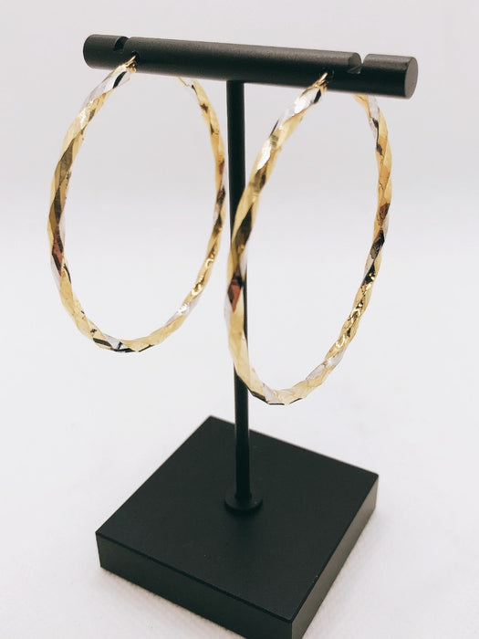 10K Yellow & White Gold Hoop Earrings