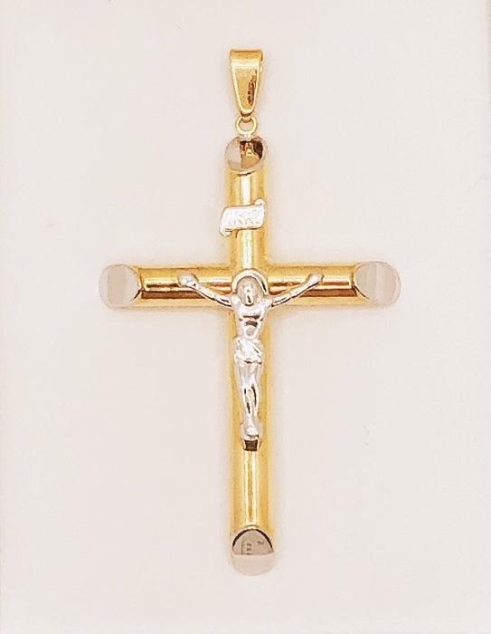 10K Yellow & White Gold Cross Pendant